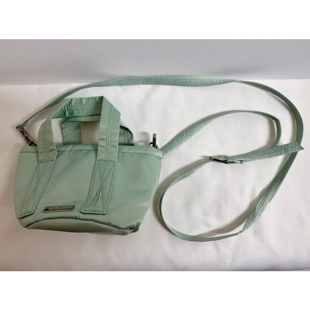 Victoria's Secret Pink Mint Green Nylon Mini Bucket Crossbody Bag Top Handle 7"